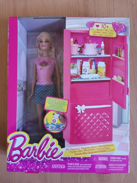 BNIB BARBIE GLAM Refrigerator doll fridge pretend food rare Mattel