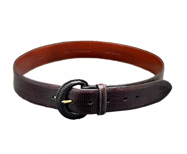 Vintage Polo Ralph Lauren Brown  Genuine Lizard Belt Made In USA 30 S