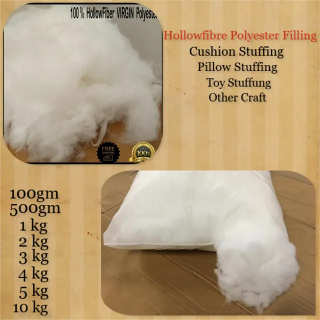 Pure Virgin Hollow Fibre Polyester Filling SoftToy Teddy Pillow Cushion stuffing