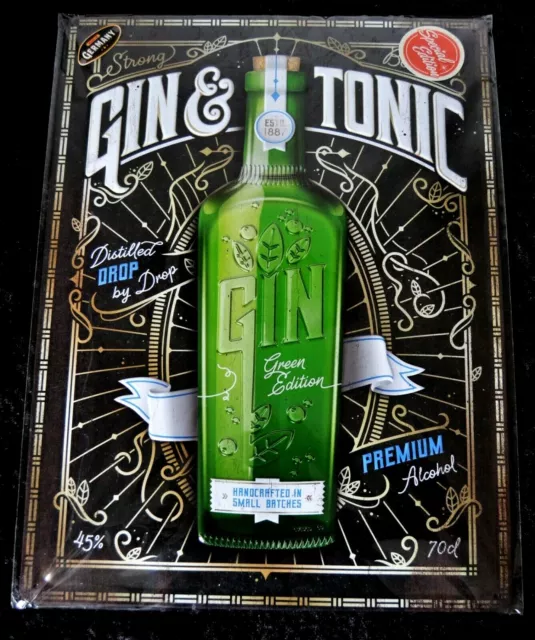 Nostalgic Art  Blechschild GIN & TONIC - GREEN EDITION, 30 x 40 , Neu