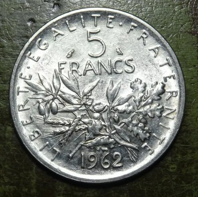 5 Francs Semeuse 1962 / Argent / Silver / SPL (Neuve) / Pièce France 5ème Rép.