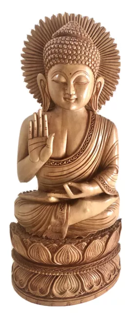 Indian Sandalwood Seated Buddha Lotus Meditation HandMade Mysore Antique