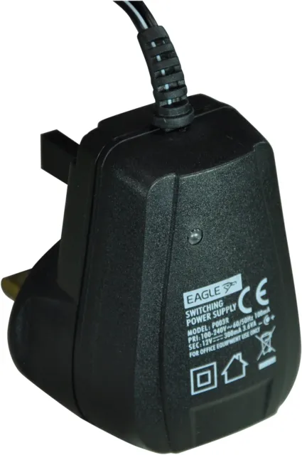 Switch Mode Power Supply 12V DC 300mA Regulated with UK Plug