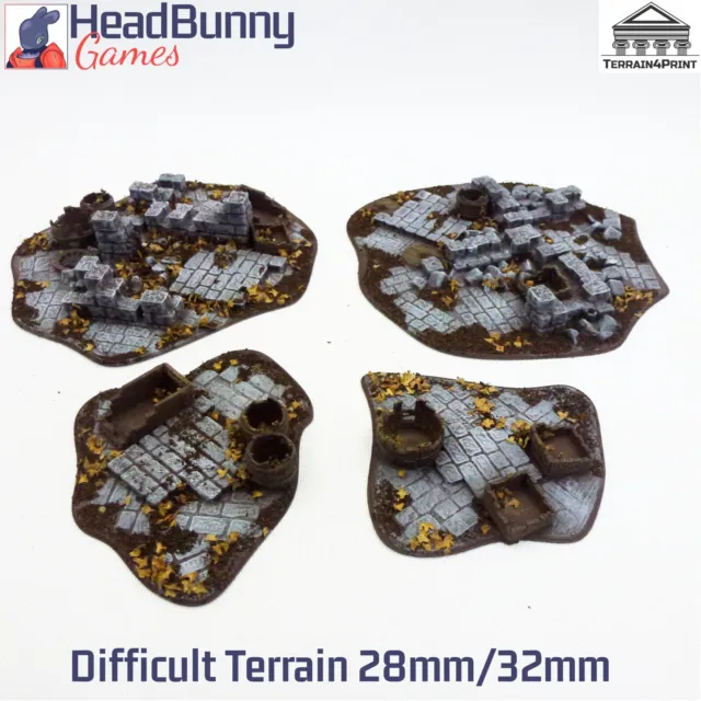 UNPAINTED Difficult Terrain  Tabletop Games Scatter Sigmar Warhammer Bolt Action