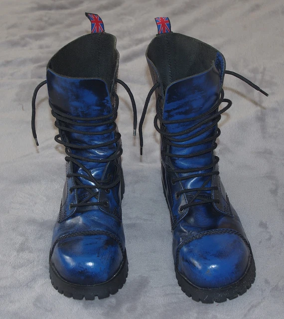 Sercive Alphas MENS BLUE BLACK Leather Alpha Ranger 10 hole steel toe cap boots size ...