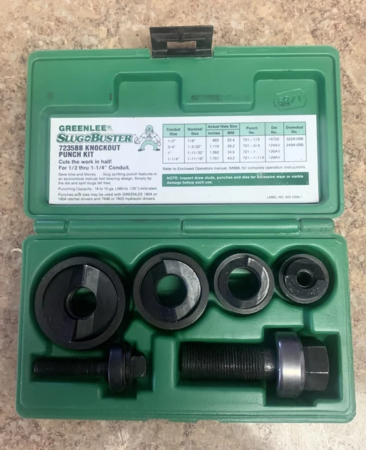 *Greenlee Slugbuster 7235BB Knockout Set 1/2" to 1-1/4” Conduit Size (MINT)*