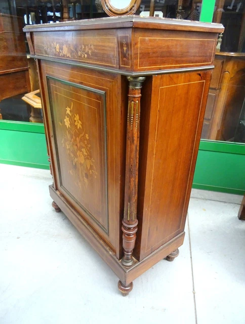 Piccola credenza '800 Napoleone III intarsiata colonnine tornite