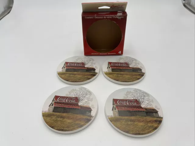 Coca-Cola, Stoneware Absorbent Coasters Set of 4 5¢ In Bottles 5¢ 2007