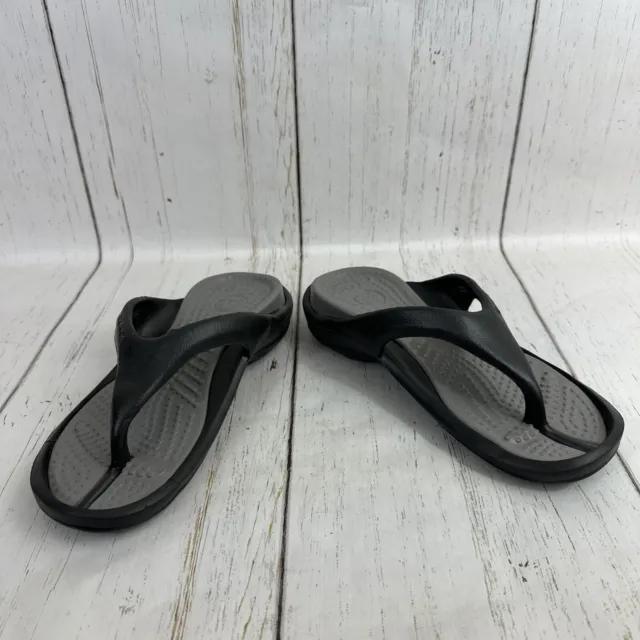Crocs Black and Smoke Gray Athens Toe Post Flip Flop Sandals Sz Mens 4 Womens 6