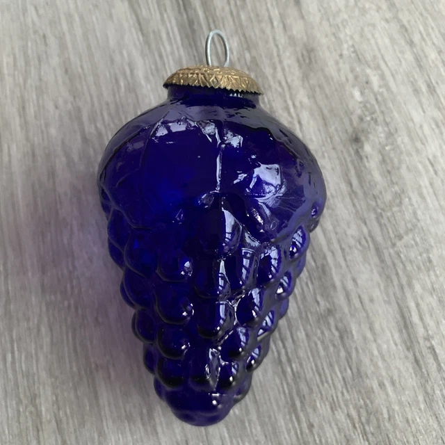 ANCIENNE BOULE DE Noël grappe de raisin en verre soufflé Artisanale EUR