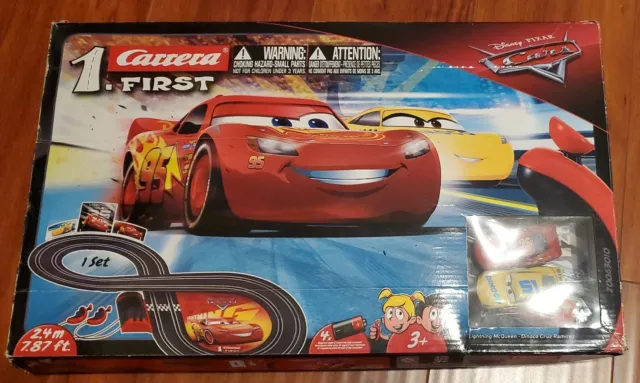 Carrera First Disney/Pixar Cars 3  Slot Race Track Lightning McQueen Dinoco Cruz