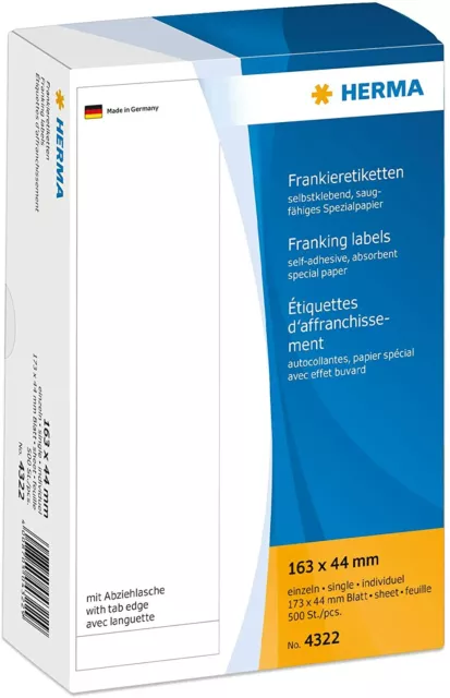 HERMA 4322 Frankieretiketten für Frankiermaschinen, einzeln (163 x 44 mm, Spezia