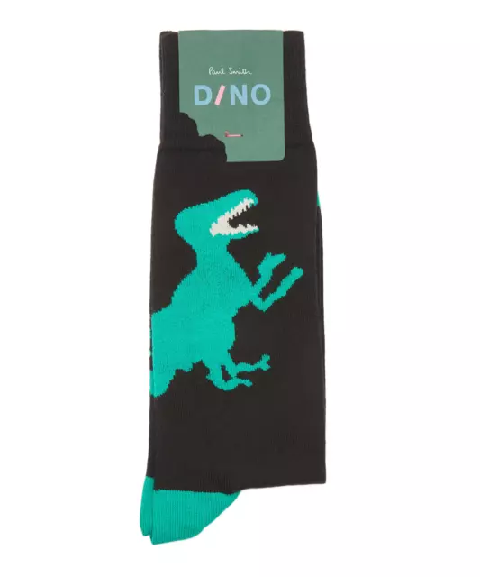 Paul Smith Mens Dinosaur Socks Black Green (1 Pair) New w/ Tags Made in England