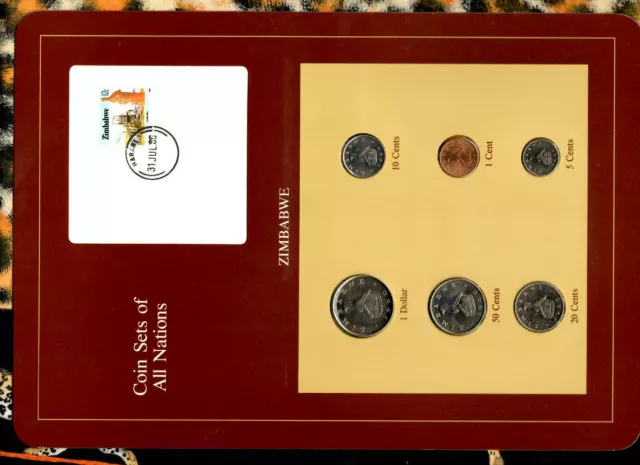 Coin Sets of All Nations Zimbabwe $1, 50,10,5 Cents 1980 1,20 cents 1983