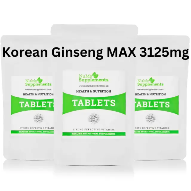 Korean Ginseng MAX 3125mg | Strong Potency High Strength | Ginsenosides VEGAN UK