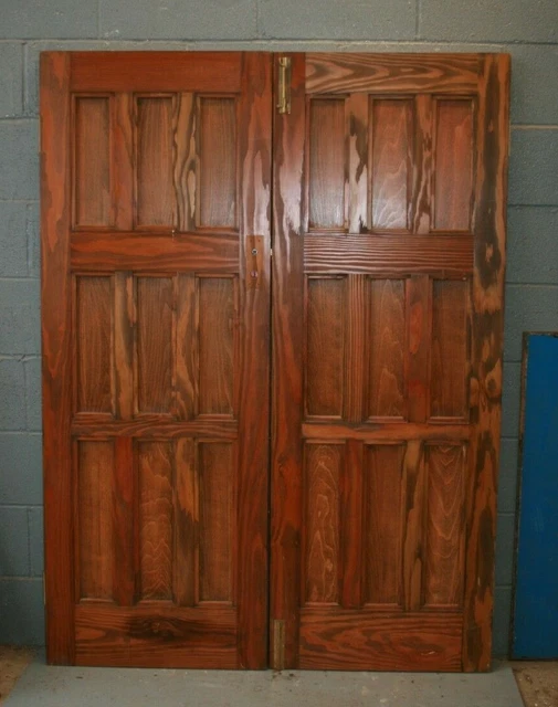 Antique Pair Double Oak Veneer Internal  Wooden Doors ref 252A 4
