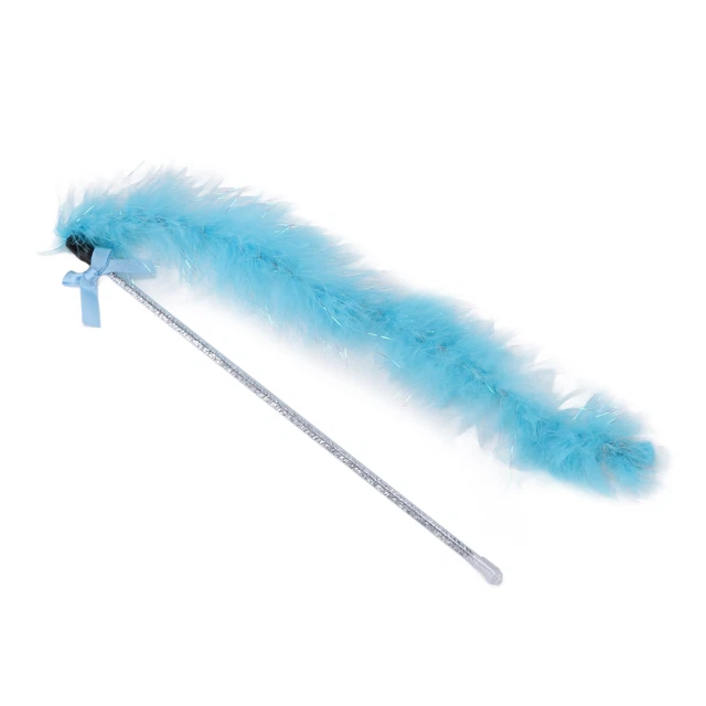(Plume De Soie Bleu Argent) Jouet De Teaser De Chat Jouets Interactifs