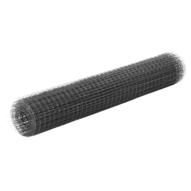 vidaXL Chicken Wire Fence Steel with PVC Coating 10x1 m Grey