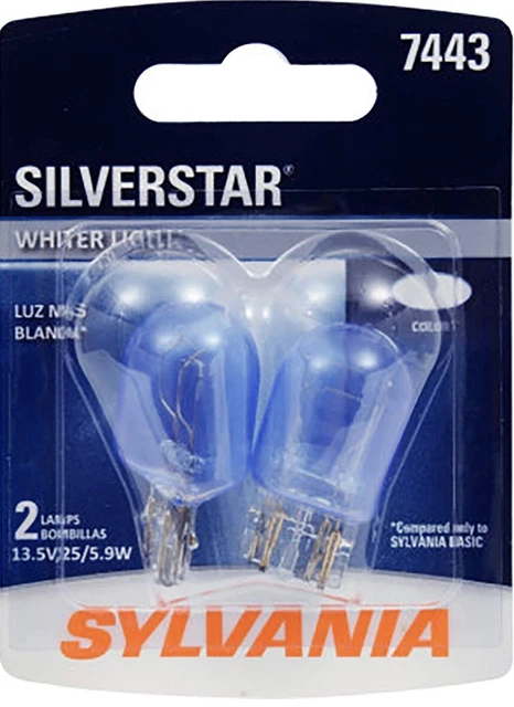 SYLVANIA 7443 SILVERSTAR Miniture Bulbs Pack of 2 - Sealed Package Made ...