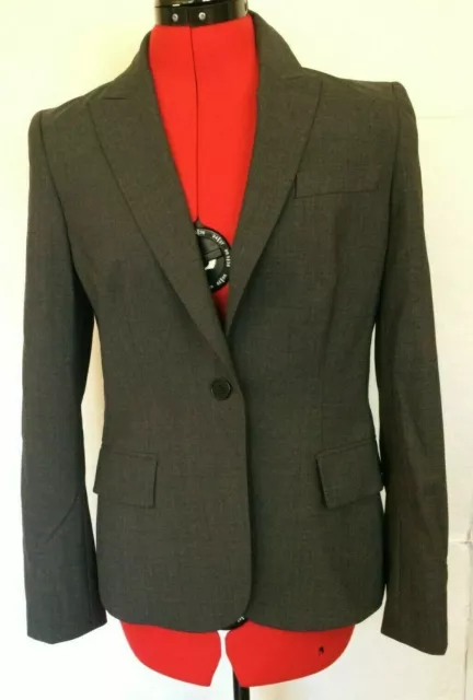 Theory Gabe B Tailor Blazer Jacket Wool Womens Size 8 Gray 1 Button Close