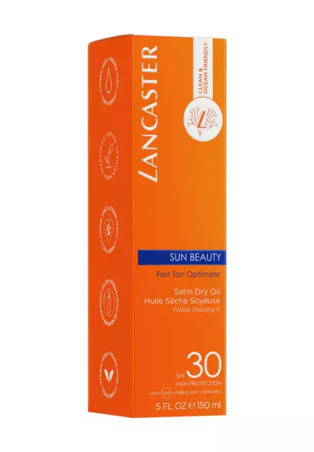 Lancaster Sun Beauty Fast Tan Optimiser Sunscreen Spray SPF30 Satin Dry Oil150ml