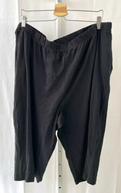 LANDS' END Sport Knit High Rise Elastic Waist Pull On Capri Pants Black 3X Plus