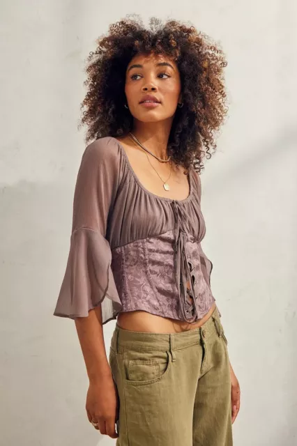 URBAN OUTFITTERS LIGHT Before Dark Lucy Corset Top - Blouse - Size L £25.00  - PicClick UK