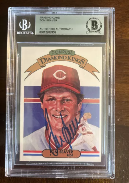 1982 Donruss Diamond Kings Tom Seaver Beckett Certified Encased Auto REDS 1982 Donruss Diamond Kings Tom Seaver Beckett Certified Encased Auto REDS