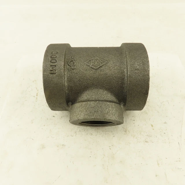 2"x2"x1-1/4" NPT 300 Malleable Iron Reducing Tee Black Pipe Fitting