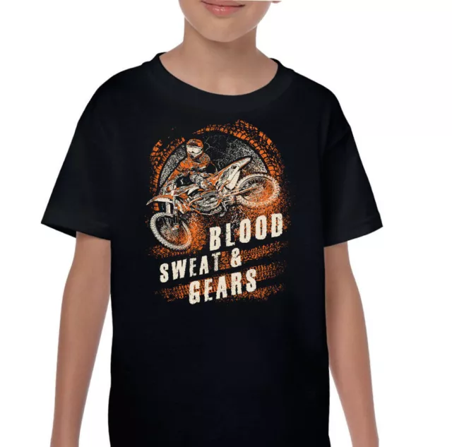 T-shirt motocross bambini sudore sangue e ingranaggi divertente moto moto moto moto moto moto ragazzo