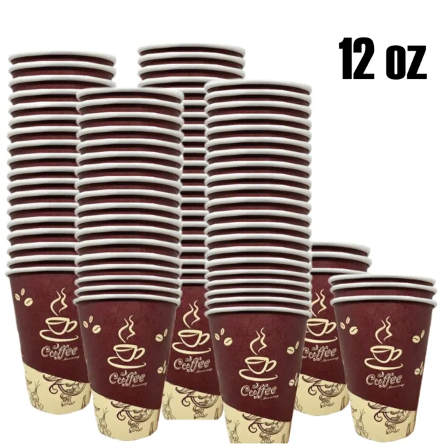 12 oz Disposable Coffee Cups Paper Party Cups For Hot and Cold Drinks 50-500PCS
