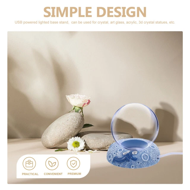 CRYSTAL BALL NIGHT Light Base Stand Circle Vase LED Display Square