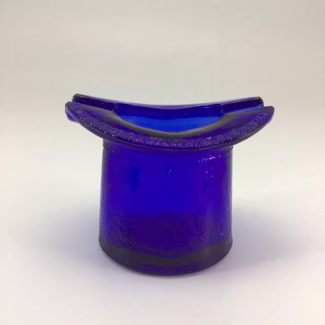 VINTAGE ASHTRAY COBALT Blue Glass Top Hat 1940's Advertising Lowell ...