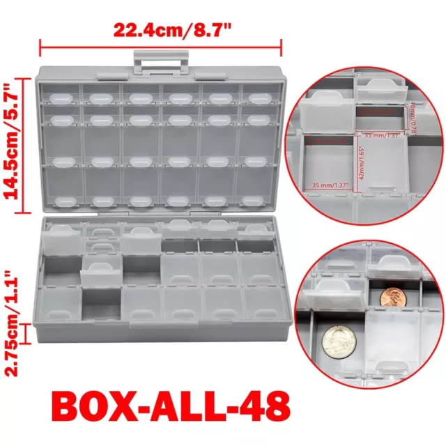 2 units AideTek BOXALL48+96 Compartments Combo Organizer Surface Mount Box 2