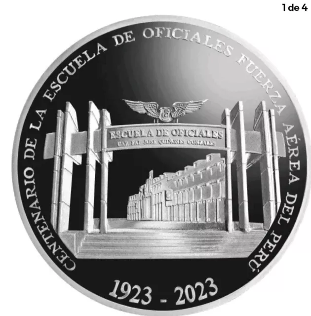 Perú Moneda Conmemorativa Centenario Escuela De Oficiales Fuerza Aérea  Plata925