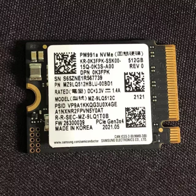 SAMSUNG PM991a 512 GB 256 GB NVMe SSD M.2 2230 For Surface Pro 7+ 8 Steam Deck