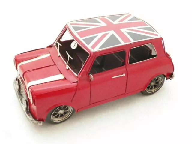 Métal Art Boite Modèle - Mini Cooper (Rouge + Union Jack Toit ) 21cm Neuf Cadeau