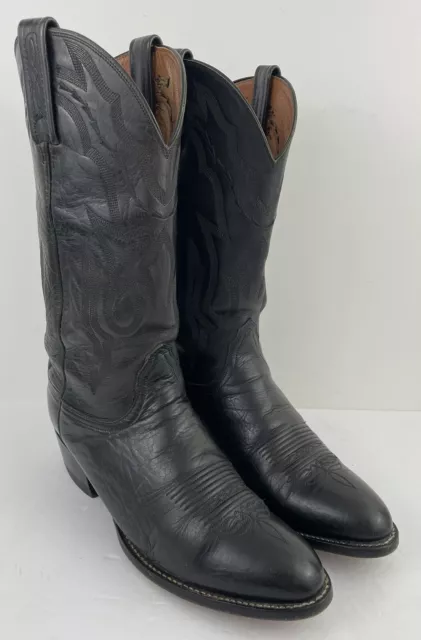 Lucchese 2000 Mens Black Leather Cowboy Boots Western T3094R4 Size 9 D