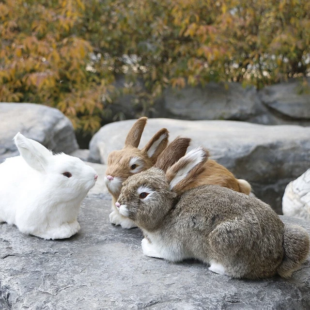REALISTIC LIFELIKE FAUX Fur Rabbit Toy Doll Animal Model Ornament Gift ...
