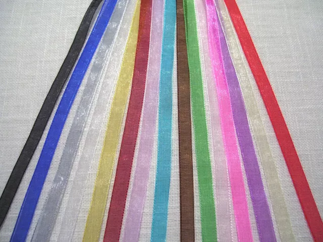 5 ou 10 mètres de RUBAN ORGANZA * 6 mm * Coloris au choix - Bijoux Dragée Fêtes