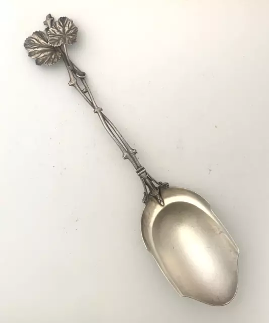 Wood & Hughes  AESTHETIC 3D LEAF Sterling Serving Spoon 11 1/8" Hart Bros