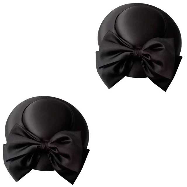2 Pieces Retro Top Hat Round Hats Women Bowler Hat Costume Black