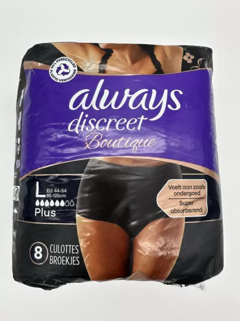 Always Discreet Boutique Incontinence Pants Size L (8 Panties) for Bladder Weakn