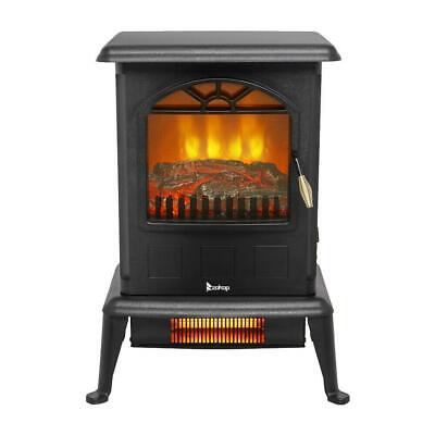 1500W Portable Electric Fireplace Space Heater Log Flame Stove Free Standing
