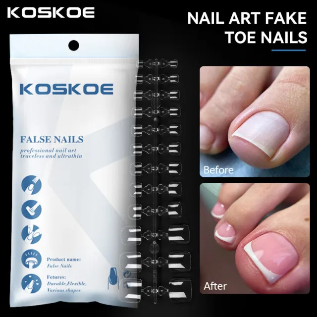 KOSKOE 120PCS Artificial Toe False Tips Nail Art Natural Foot Fake Nail Manicure