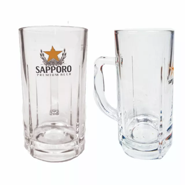 SAPPORO 2 x BEER TANKARD PINT GLASSES 620/500ml BNWOB JAPAN MAN CAVE