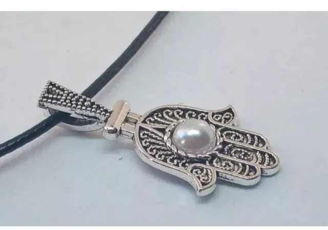 Hamsa  pendant necklace 18" protection hand of Fatima femininity