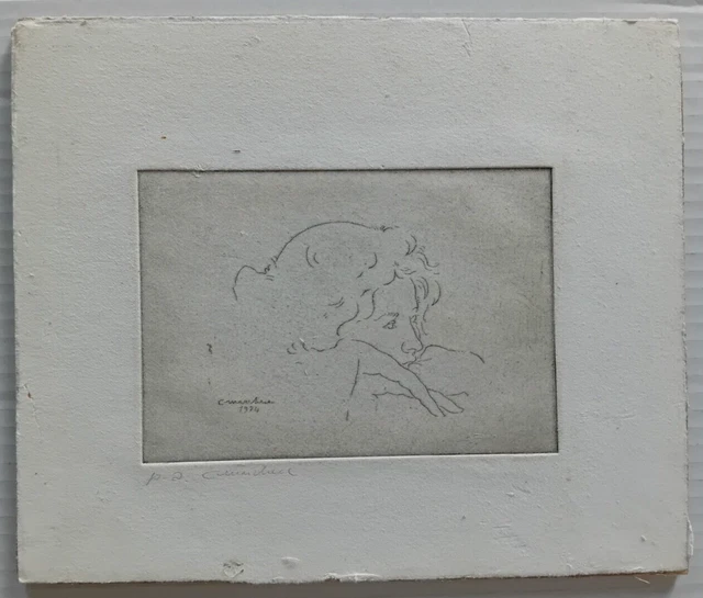 ACQUAFORTE PROVA ARTISTA Giovane volto firmata 24 7x20 7 cm 1974  