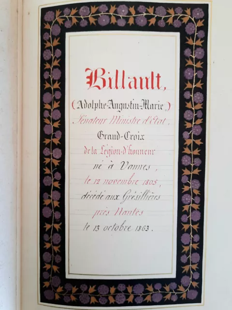 Manuscrit de 412 p. décès Adolphe Billault 1863 Ministre Napoléon III + 2 vol.