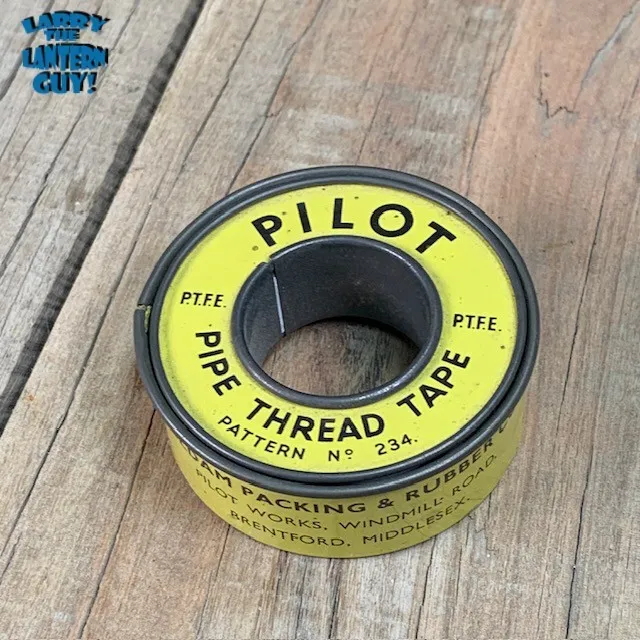 Vintage PILOT Teflon Pipe Thread Seal Tape Made in England - Steel Tin Container